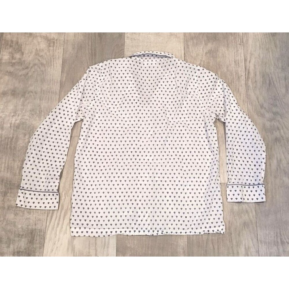 Roller Rabbit Blue Heart Print Pajama Top Sz S Long Sleeve Pockets Button Front - Picture 7 of 7